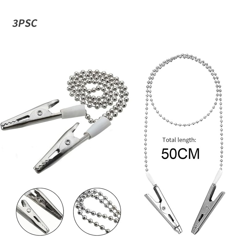 LEOUEANR 3Pcs Bib Holder Clip Napkin Chain, Silver Metal Dental