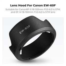 K&F Concept EW-60F Lens Hood for Canon RF-S 18-150mm F3.5-6.3 is STM and EF-M 18-150mm F3.5-6.3 is STM Lens, 55mm Bayonet Lens Hood, Reversible Sun Shade Lens Protector with Cleaning Cloth