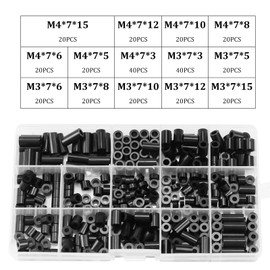 Spacer Plastic Pack of 320 Insulation Washers without Thread Black Spacer Sleeves Nylon Washers Washers Spacers for M3/M4 Screws
