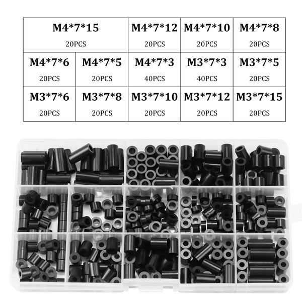 Spacer Plastic Pack of 320 Insulation Washers without Thread Black