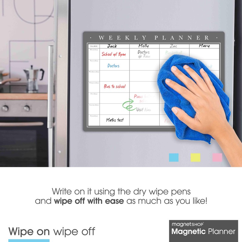 TMS A3 Magnetic Weekly Planner and Whiteboard, Fridge Memo Board