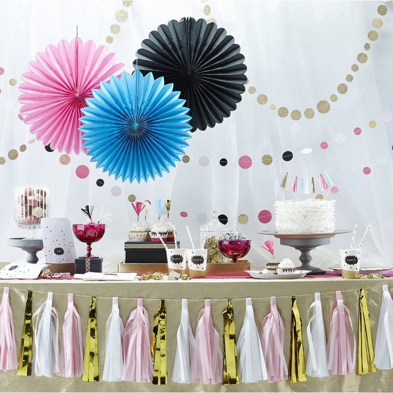 Ginger Ray Wall Fan Hanging Party Decorations in Blue, Pink