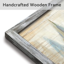 Beach Ocean Framed Wall Art: Sailboat Pictures Coastal Wooden Painting Seaside Prints Seascapes Artwork for Bedroom(40x20)