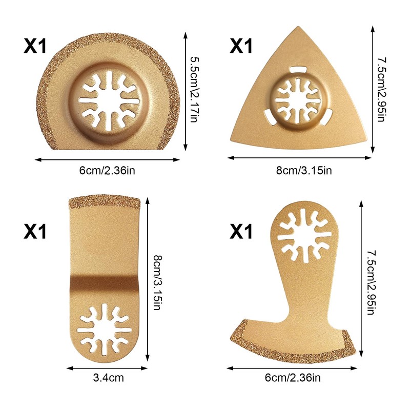 Multitool Saw Blades in 4 Shapes for Oscillation Tool Opening
