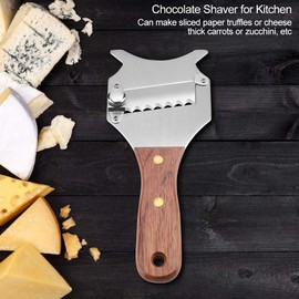 Truffle Slicer, Stainless Steel Truffle Cheese Slicer Adjustable Blade Chocolate Shaver with Wooden Handle, Kitchen Gadget for Chocolate Truffle Vegetables Mushrooms, Sliver
