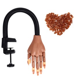 Practice Hand for Acrylic Nails, Professional Nail Practice Hand for Training, Adjustable False Fake Mannequin Hand with 100Pcs Nail Tips, Upgrade DIY Nails Display Manicure Supply