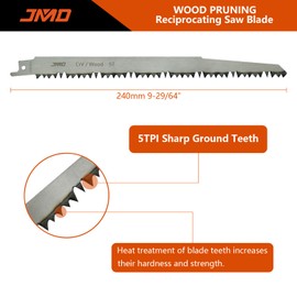 JMD 10-Piece S1531L Reciprocating Saw Blades Wood 5TPI Reciprocating Saw Blade Set for Fast Wood Cutting 240mm Sabre Saw Blades Compatible with Bosch Dewalt Makita etc