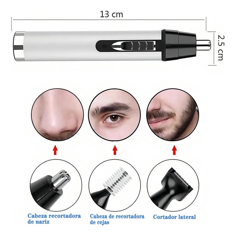 Eléctricas Rasuradora De Barba, Nariz Y Orejas Hombre Color Negro