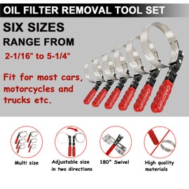 CAROTUPY 10PCS Oil Filter Wrench Set, 9" & 12" Oil Filter Pliers, 3 Jaw Oil Filter Wrench Tool with Oil Funnel for Oil Change Adjustable From 1-3/4" to 6"
