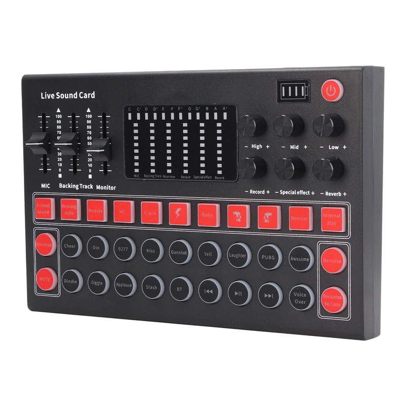 Voice Changer Sound Board LED Display Noise Reduction Bluetooth Dual