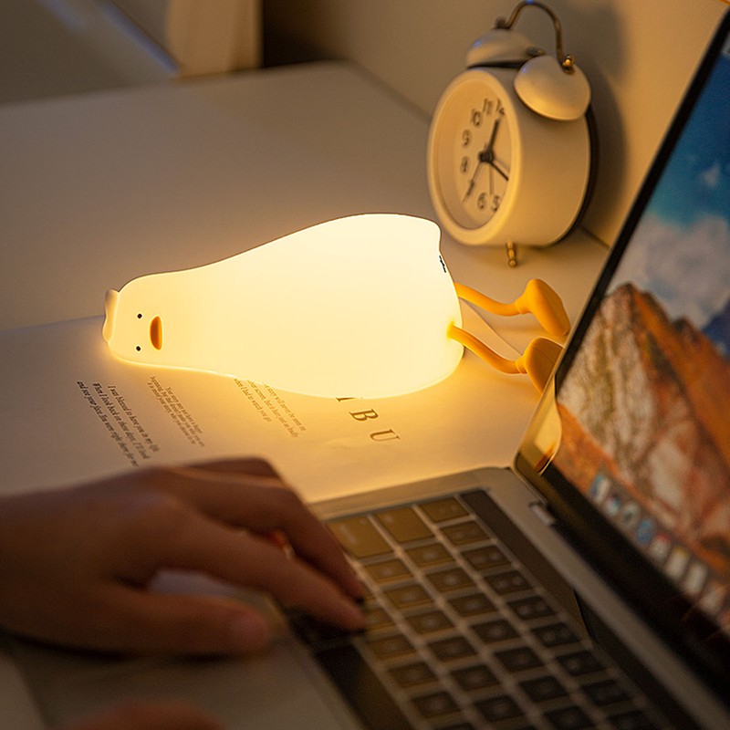 Lying Flat Duck Night Light 3 Levels Brightness Cute Warm