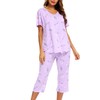 ENJOYNIGHT Women's Pajama Sets Cotton Sleepwear Tops with Capri Pants