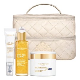 Yves Rocher, Kit Anti Age Global, Rutina Antiedad Día y Noche, Incluye Contorno de Ojos, Sérum y Crema Facial de 75ml, Ideal para Regalo