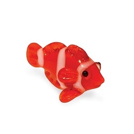 Tynies Nem The Clown Fish Handmade Glass Figurines with Collector's Frame - Glass Animals Collectible Miniature - Blown Glass Art for Kids & Home Decorations (Red)