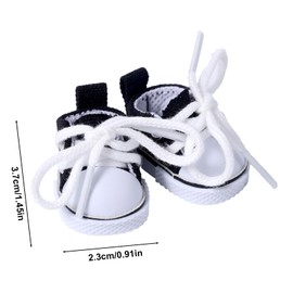Mikovivi Doll Shoes, Black Mini Cute Canvas Shoes Outfit Replacement Accessories for 15cm & 17cm Doll