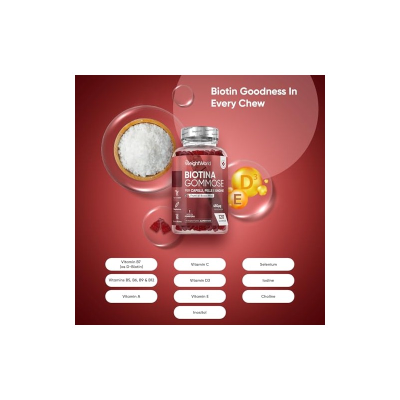 Biotin Gummies - 120 Chewable B7 Vitamin Gummies - with