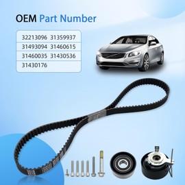 32213096 Engine Timing Belt Kit with Screws Compatible with Volvo S60 S80 S90 V60 V70 V90 Cross Country XC40 XC60 XC70 XC90 2015-2023 2.0L Timing Tensioner Set Replace# 31430176