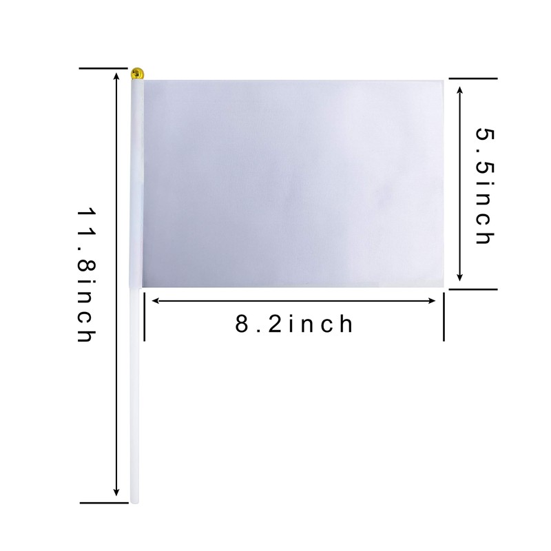 WXTWK 50 Pack Solid White Blank Flag Small Mini Plain