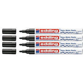 edding 751 Paint Marker M Tip (Pack of 4, Black)