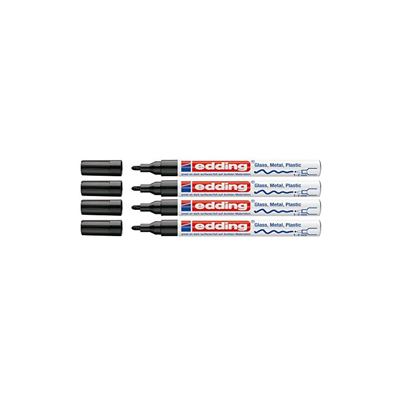 edding 751 Paint Marker M Tip (Pack of 4, Black)