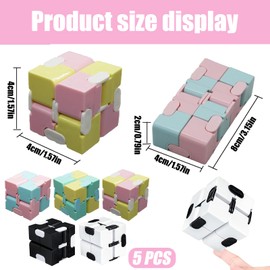 5 Pcs Infinity Cube, Fidget Cube, Fidget Cubes For Kids, Cube Fidget Toy, For Adults & Kids For Adults Office Staff Household Playing, Toy Birthday Present Gifts(Blue, Pink, Green, Yellow, White)