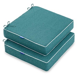MIULEE 22 x 22 x 3 Inch Outdoor Chair Cushions,Waterproof Seat Cushions for Patio Furniture Garden with Ties Patio Chair Cushions Set of 2,Turquoise