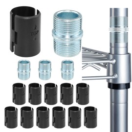 SDTC Tech 12 Pairs Wire Shelf Clips and 4Pcs Pole Butt Connectors for 1 Inch / 25.4 mm Post - Shelf Lock Clips Shelving Sleeves Replacements for Wire Shelving System
