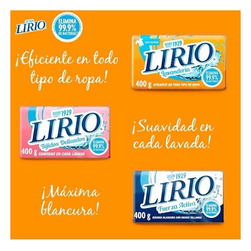 Lirio Laundry Bar Soap 400 gm - Single Bar for