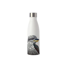 Maxwell & Williams Marini Ferlazzo Insulated Water Bottle with Laughing Kookaburra Design, Double Wall Stainless Steel, White, 500 ml