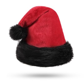 KONVINIT Red and Black Christmas Hat for Adult Deluxe Santa Claus Hat Luxury Santa Hat for Men and Women Father Christmas Hat for Christmas Party,Santa Costume,Red and Black