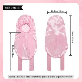 AYNKH 1Pcs Long Satin Ladies Nightcap, Satin Hair Bonnet, Silk Bonnet with Elasticated Band for Long Curly Hair, Pink