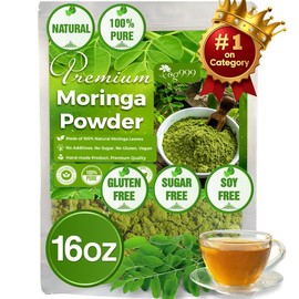 Moringa Leaf Tea Bags, 100% Natural & Pure from Moringa Leaves. Loose Leaf Moringa Herbal Tea. Moringa Leaf Tea. No Sugar, No Caffeine, No Gluten, Vegan. Beverage - Size: 16oz Powder