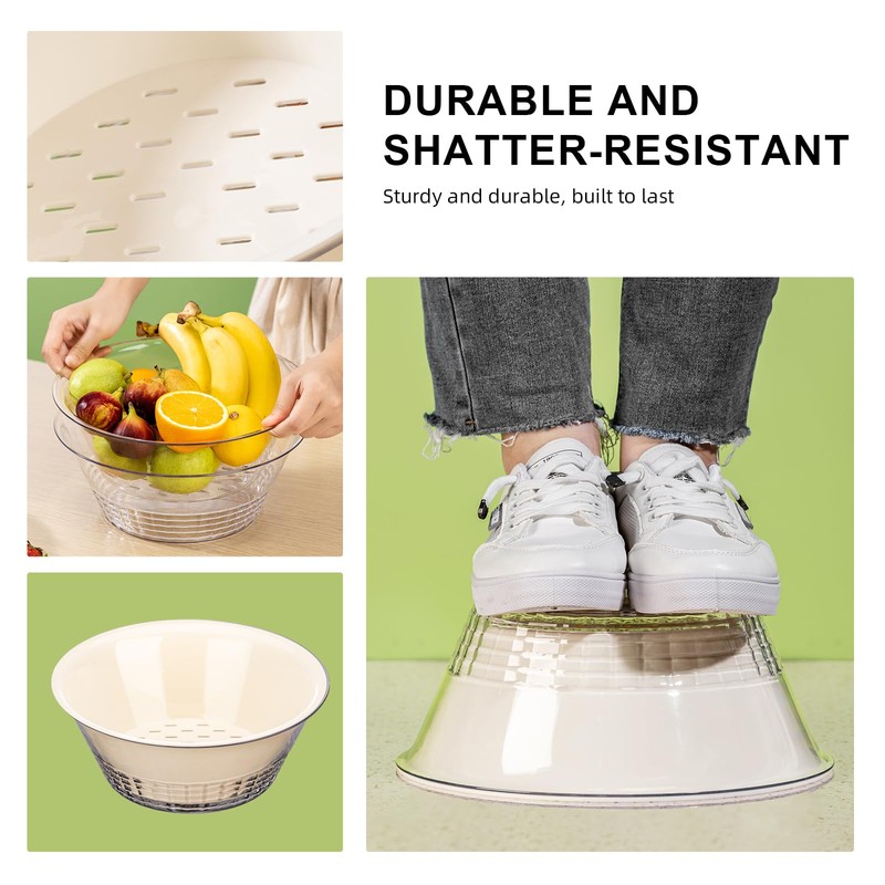 Shock-Resistant Plastic Colander for Kitchen Set of 6, 2 in