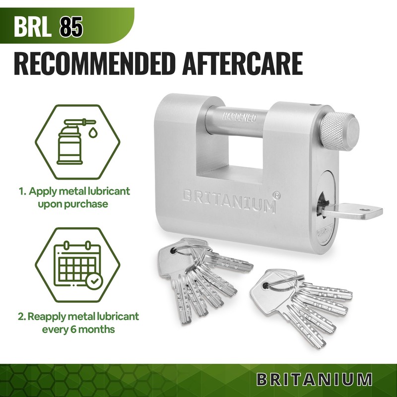Britanium® BRL85 Heavy Duty Lock with 10 Keys - [Weather