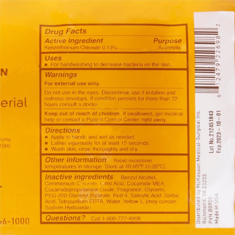 McKesson Antibacterial Soap Refill Bag, Clean Scent, 1000 mL, 1