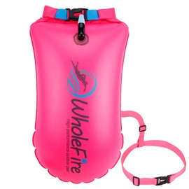 WholeFire 20L Swimming Buoy Waterproof Inflatable Dry Bag Swimming High Visibility for Water Sports, Open Water Floats, Triathletes, Kayakers and Snorkelers