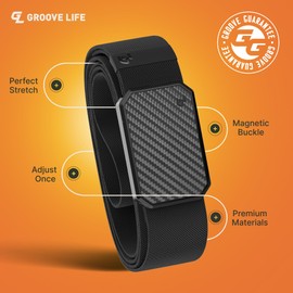 Groove Life Groove Belt Carbon Fiber/Black - Men's Stretch Nylon Belt with Magnetic Aluminum Buckle, Lifetime Coverage - X-Large (41-50")