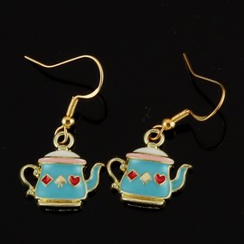 Teapot Themed Gifts For Women Earrings Wonder Land Mini Tea Pot Ornament Bubble Tea Pot Green Teapot Earrings