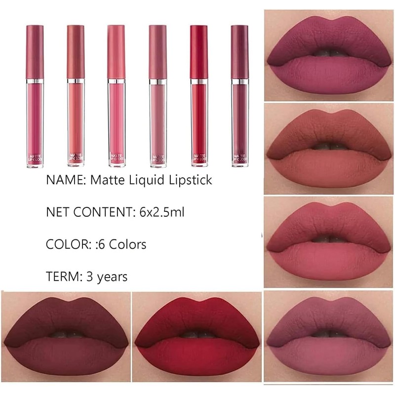 Labial Mate 6 Piezas Pintalabios Lápiz Labial Pinta Labios Juego