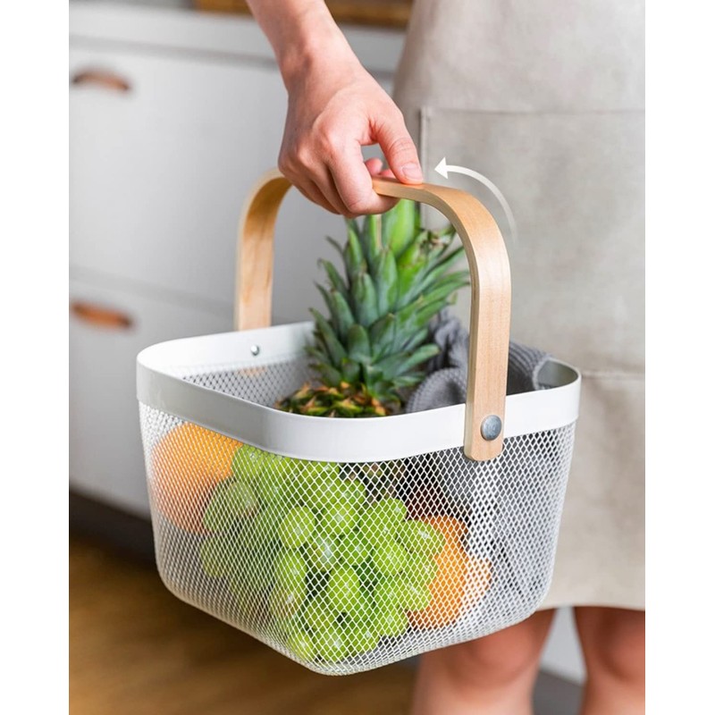 Ymeibe Mesh Steel Storage Organizer Basket Fruit Basket Bin with