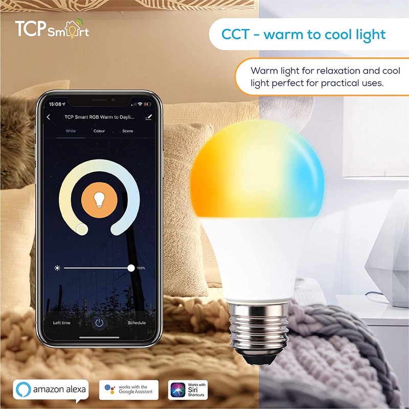 TCP Smart Wi-Fi LED Lightbulb Classic E27 Colour Tuneable White