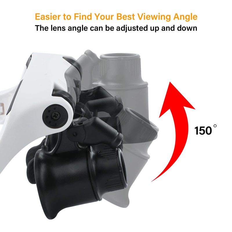 Hands Free Head Magnifying Glasses, Magnifier with Light, 1X, 2X,