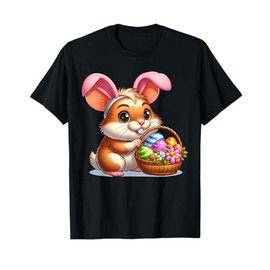 Cute Bunny Ear Hamster Easter Eggs Owner Kids Girls Boys T-Shirt
