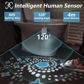 Toilet Light Motion Sensor, 16 Colors Changing Rechargable Toilet Night Light with Star Projection Light, Toilet LED Bowl Night Light for Bathroom, Funny Gift for Women Men Teen Girls Boys (2)