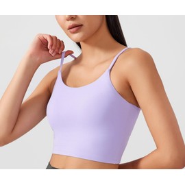 Lemedy Women Padded Sports Bra Molded Cup Fitness Workout Running Shirts Yoga Tank Top(XL, Light Purple)