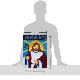 Jesús ES Mi Señor Garden Flag Stand Kit Wall Hanging Decor for Home Stake Patio Post Embroidered Faith Decorations Welcome Yard Sign Applique Tapestry Sewing Handcraft Gifts for Grandma