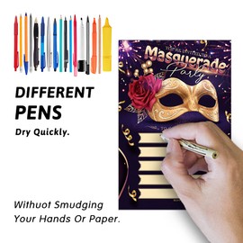 Cusrtyh Masquerade Party Invitations, Masquerade Mask Invitations Cards, Birthday Party Invitations, for shower wedding Anniversary holiday party etc Mardi Gras Cards Supplies 15 Cards & 15 Envelopes