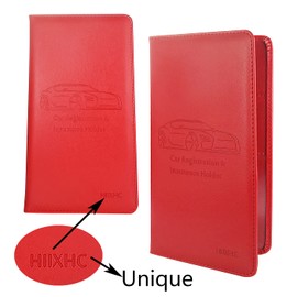 Car Registration and Insurance Card Holder - Leather Vehicle Glove Box Automobile Documents Paperwork Wallet Case Organizer for ID, Driver's License, Key Contact Information Cards