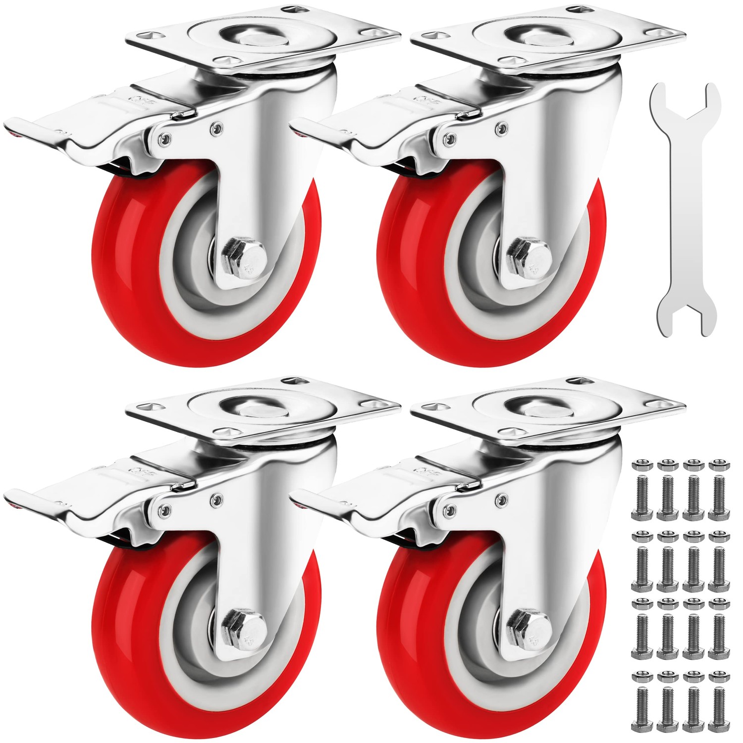 Castrek 4 Inch Caster Wheels Heavy Duty Casters Set of 4 (2200lbs Load ...