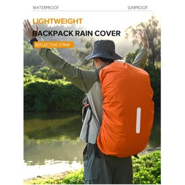Lammcou Waterproof Backpack Rain Cover, Ultra-Strong Multilayer Structure, Antislip Cross Buckle Strap, Ultralight Compact Portable Rucksack Covers for Hiking, Camping, Traveling (Green, M: 30-40L)